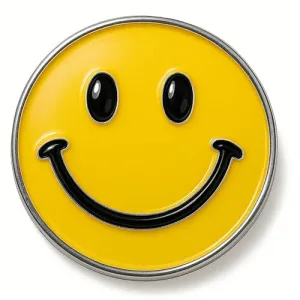 Smiley Face Lapel Pin - 1 Inch Yellow Round Badge with Secure Clutch, Zinc Alloy Build