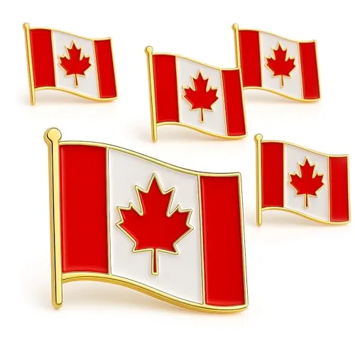 Canada Flag Lapel Pin Durable Aluminum Alloy Maple Leaf Brooch Badge with Gold Finish ? Patriotic 
