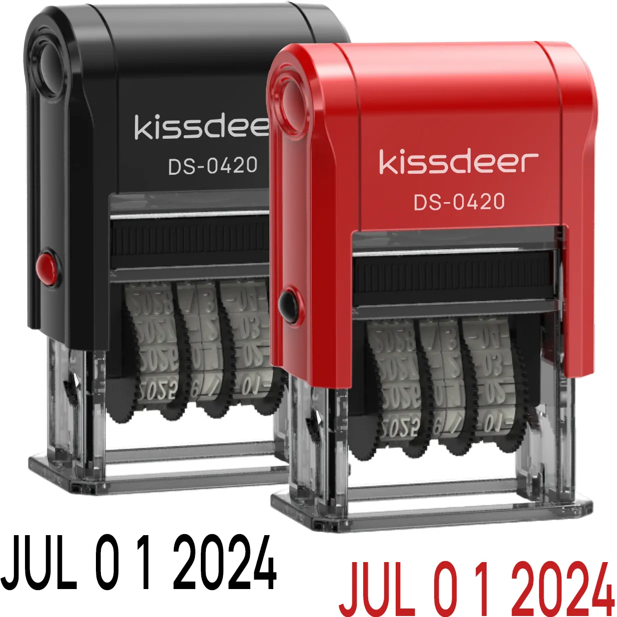 Date Stamp Set, 2PCS Self-Inking Rubber Stamp - 4mm x 20mm Imprint, Perfect for Shipping, Receiving,