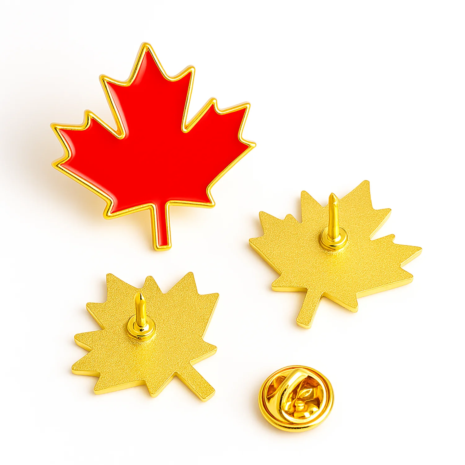5PCS Canada Maple Leaf Lapel Pin - Elegant Metal Brooch for Hats, Bags, and Suits