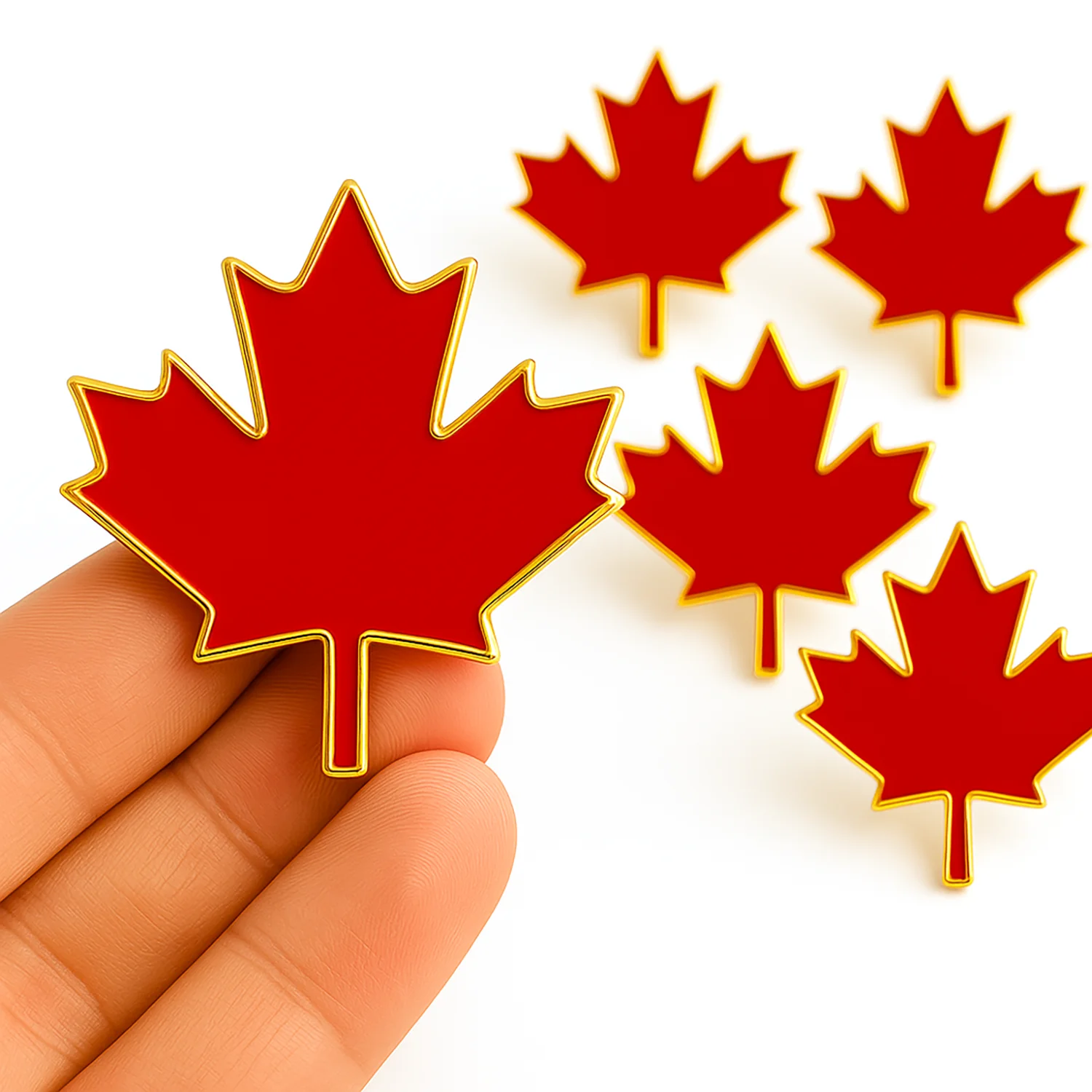 5PCS Canada Maple Leaf Lapel Pin - Elegant Metal Brooch for Hats, Bags, and Suits