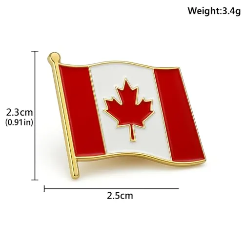 Canada Flag Lapel Pin Durable Aluminum Alloy Maple Leaf Brooch Badge with Gold Finish ? Patriotic 