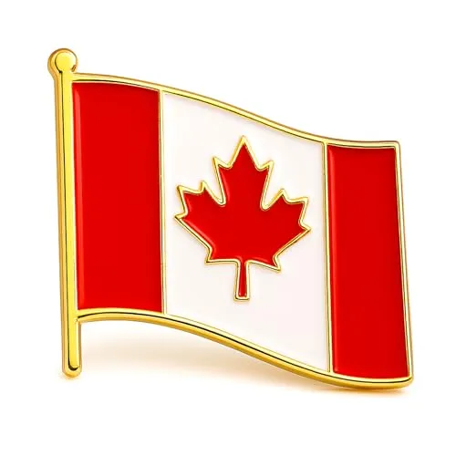 Canada Flag Lapel Pin Durable Aluminum Alloy Maple Leaf Brooch Badge with Gold Finish ? Patriotic 