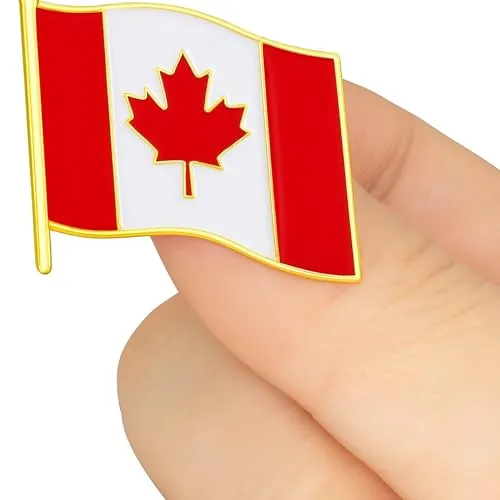 Canada Flag Lapel Pin Durable Aluminum Alloy Maple Leaf Brooch Badge with Gold Finish ? Patriotic 