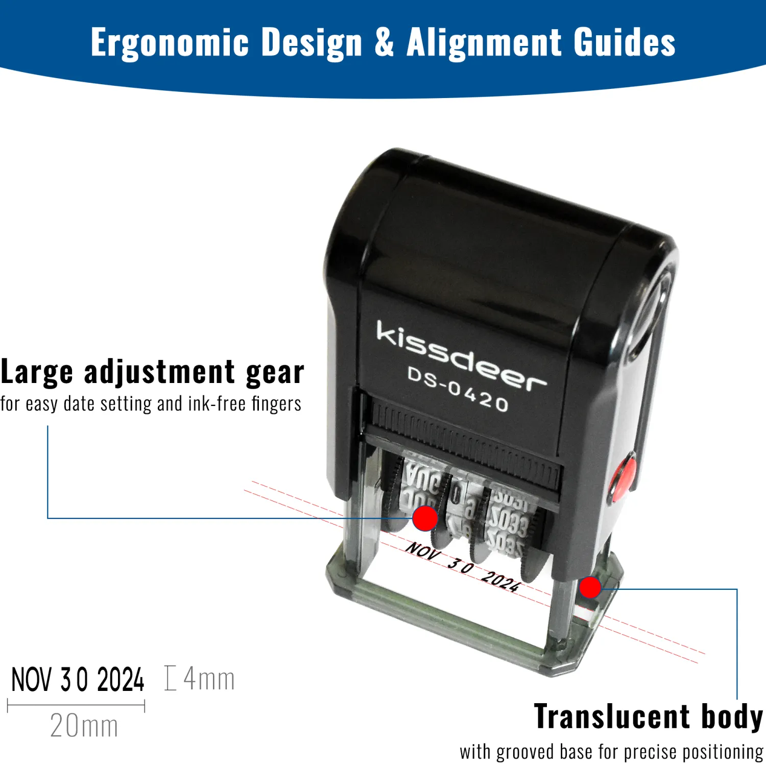 Date Stamp Set, 2PCS Self-Inking Rubber Stamp - 4mm x 20mm Imprint, Perfect for Shipping, Receiving,